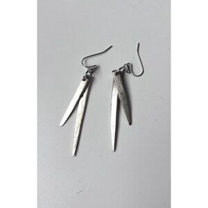 Handmade Fork Tine Earrings: Antique Silverware Jewelry layered spike silver